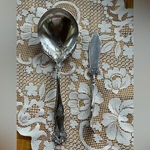 Rogers Brothers vintage silver plated serving spoon & butter knife